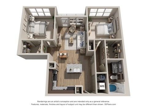 Floor plan for 2 beds, 1 bath, 1026 sqft